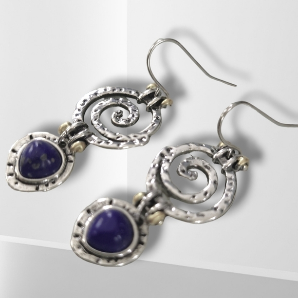 NWT Sterling Lapis Earrings Hypoallergenic. - Picture 3 of 3